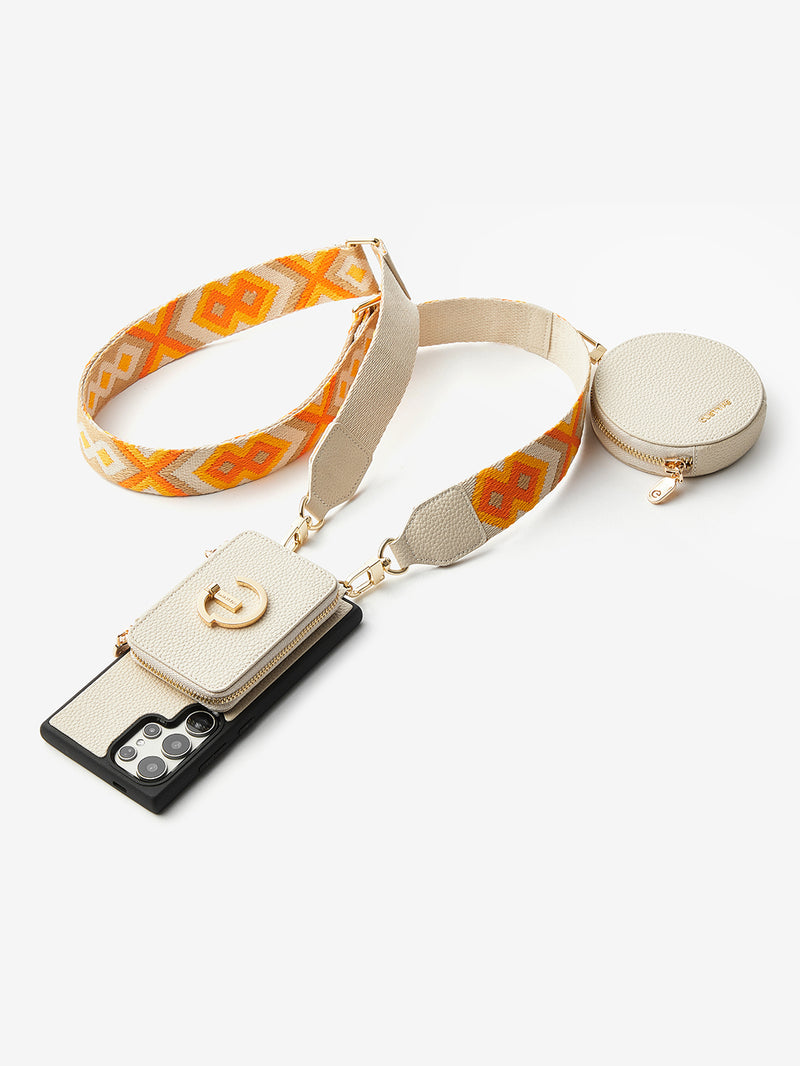 Original Design Set- Samsung Galaxy Wireless Charging Webbing Crossbody Phone Case Round Pouch Set-Mobile Phone Cases-Custype