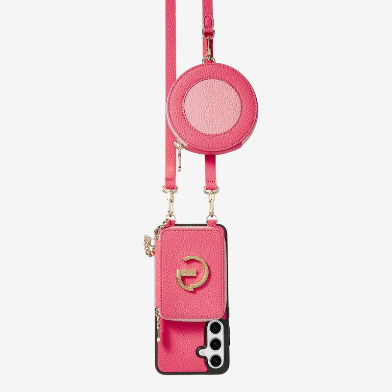 Original Design Set- Samsung Galaxy Magsafe Phone Case With Round Pouch Set-Mobile Phone Cases-DETACHABLE WALLET & ROUND POUCH-Peach Pink-Samsung S25 Plus-Custype