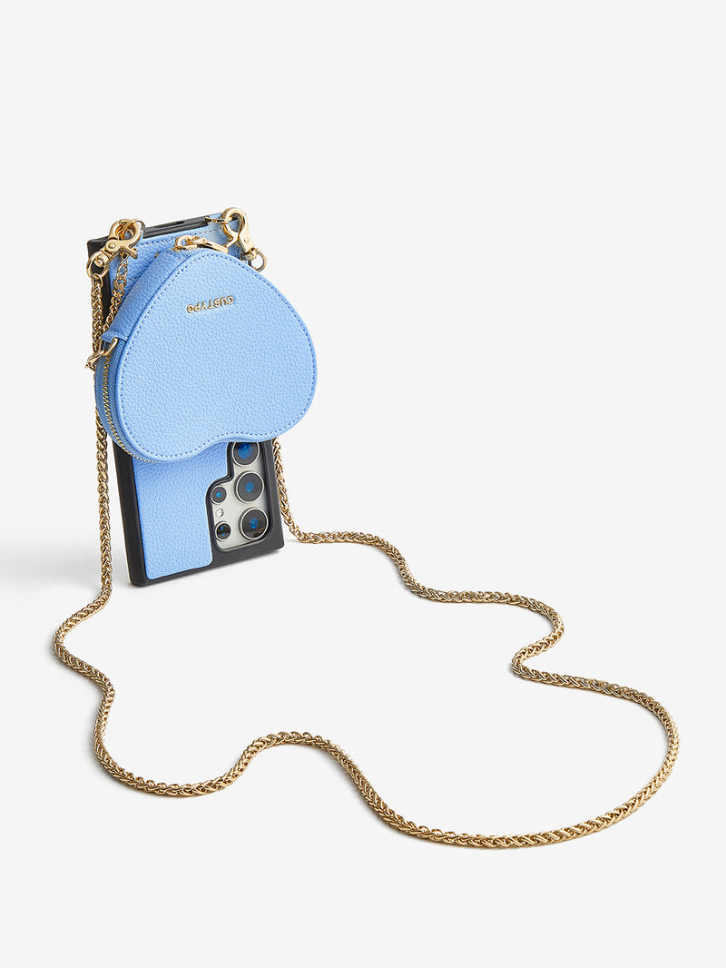 Heart Twist Chain- Samsung Galaxy Magnetic Phone Case with Card Slots & Shoulder Strap-Mobile Phone Cases-DETACHABLE WALLET & WIRELESS CHARGING-Peach Pink-Samsung S25 Ultra-Custype