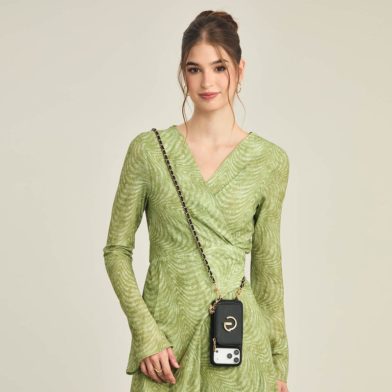 Allure Chain Series- Lanyard Magnetic Wallet Phone Case with Finger Holder