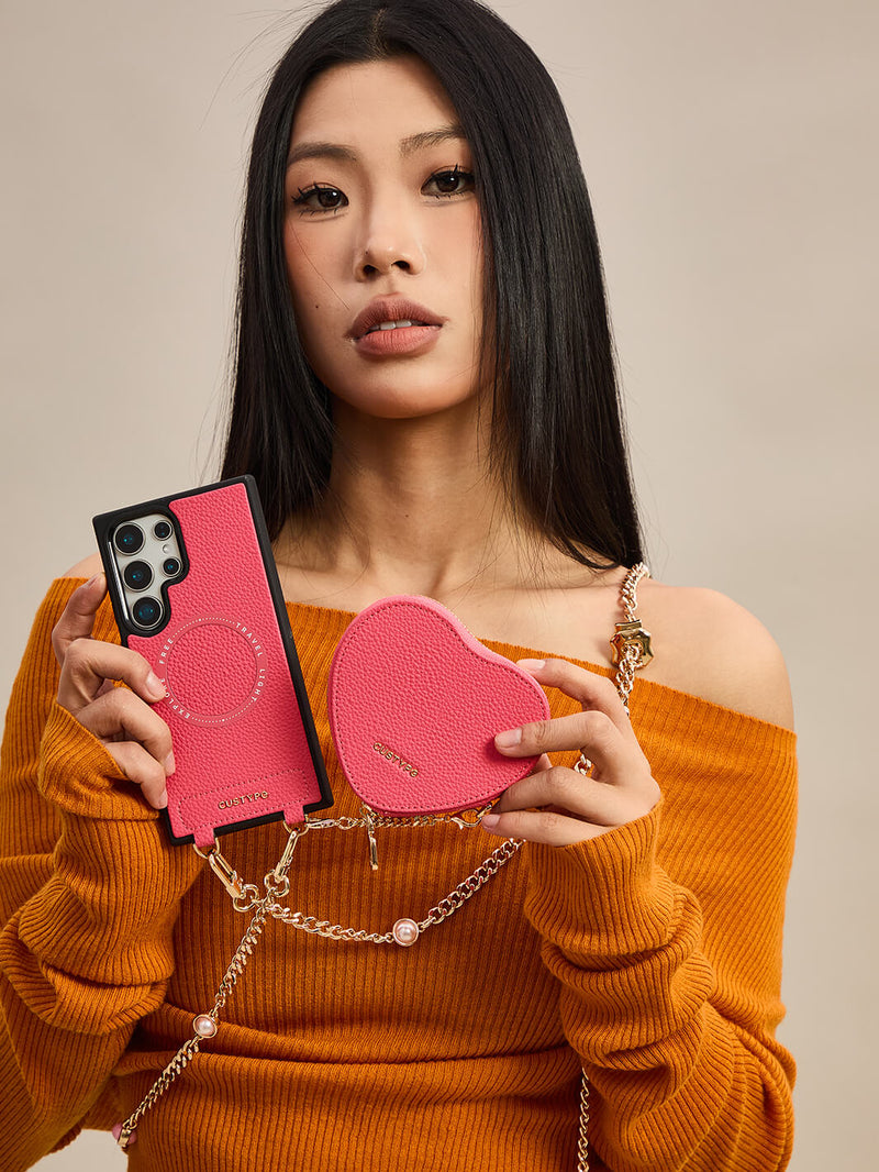 Heart Mate Kit- Samsung Galaxy Magnetic Wallet Case with Body Strap-Mobile Phone Cases-DETACHABLE WALLET & WIRELESS CHARGING-Green-Samsung S25 Ultra-Custype