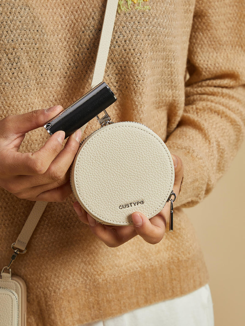 Lunar Silver Series- Premium Crossbody Magsafe Phone Case with Removable Wallet & Round Pouch-Mobile Phone Cases-DETACHABLE WALLET & ROUND POUCH-Black-iPhone 16 Pro Max-Custype