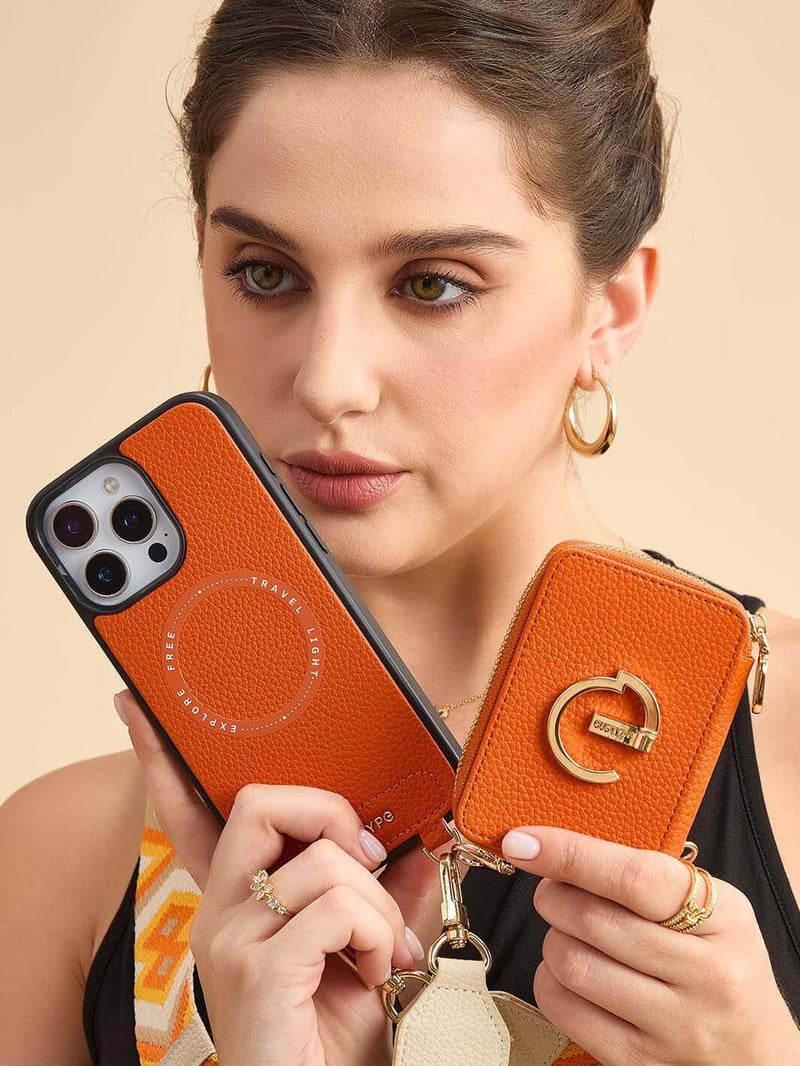 Orange eco friendly phone cases apple magsafe leather case