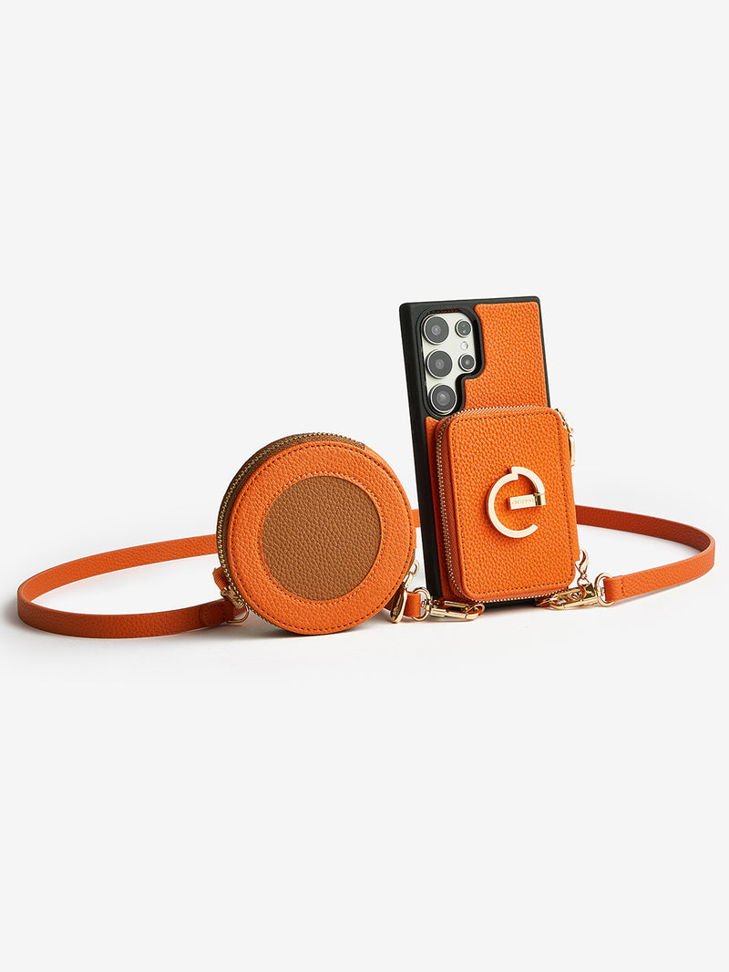 Original Design Set- Samsung Galaxy Wireless Charging Phone Case Round Pouch Set-Mobile Phone Cases-DETACHABLE WALLET & ROUND POUCH-Custype