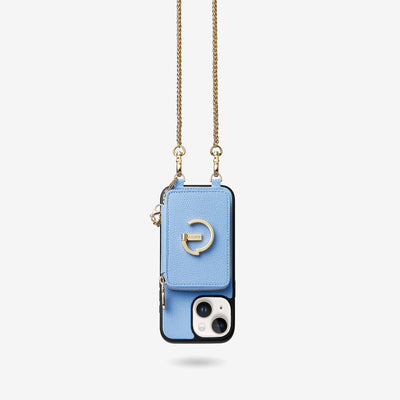 Slim Metal Chain- Magnetic Crossbody Phone Case with Card Holder-Mobile Phone Cases-DETACHABLE WALLET & PHONE POUCH-Blue-iPhone 15 Plus-Custype