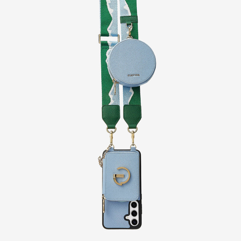 Original Design Set- Samsung Galaxy Webbing Crossbody Phone Case With Magnetic Wallet Round Pouch Set-Mobile Phone Cases-DETACHABLE WALLET & ROUND POUCH-Blue-Samsung S25 Plus-Custype