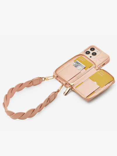 wallet phone case with wristband pink iPhone cover2