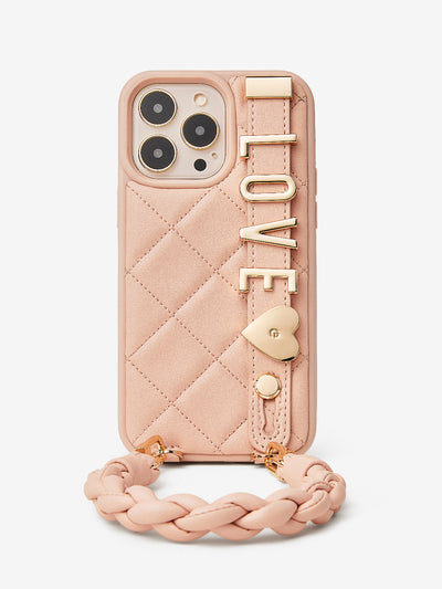 Phone case with wristband pink diy iPhone 13 case cover