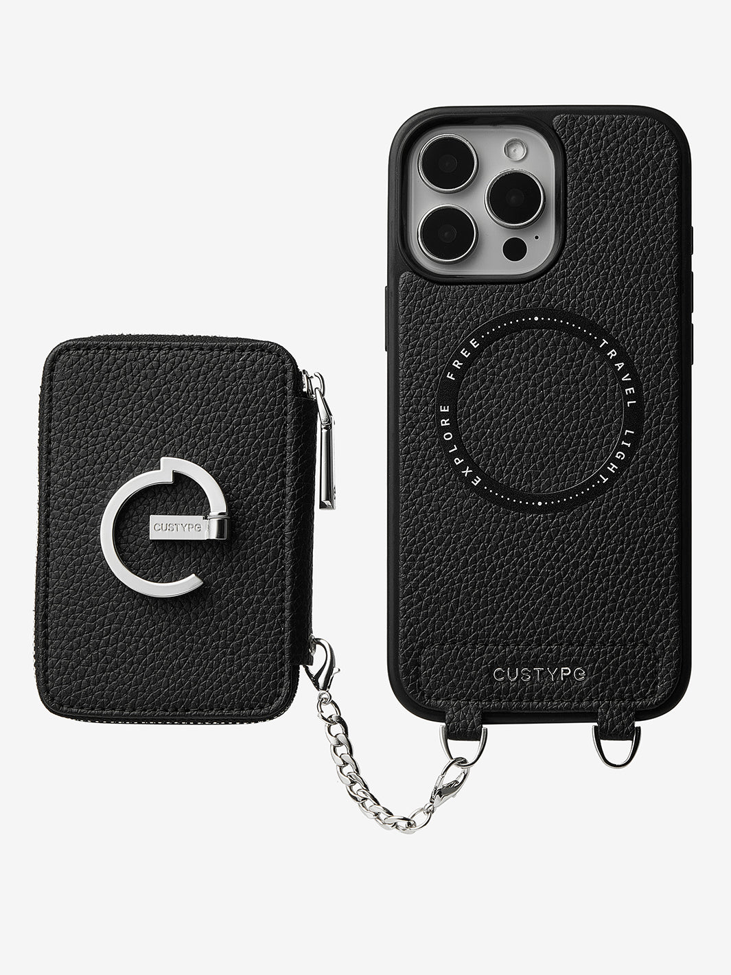 Silver Edge Kit- Magnetic Phone Case with Stand & Card Slots-Mobile Phone Cases-DETACHABLE WALLET & WIRELESS CHARGING-Black-iPhone 16 Pro Max-Custype