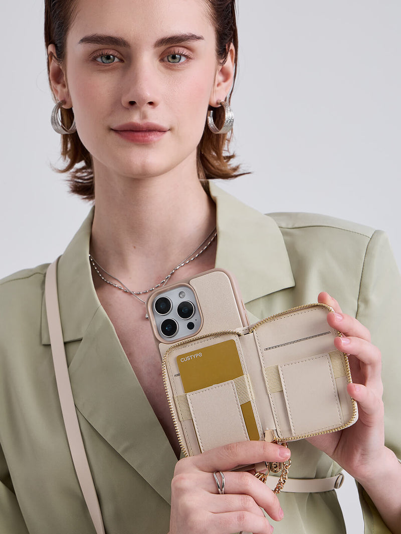 Embroidery Craft Set- Detachable Wireless Charging Crossbody Wallet Phone Case Round Pouch Set-Mobile Phone Cases-DETACHABLE WALLET & ROUND POUCH-Argyle-Black-iPhone 16 Pro Max-Custype