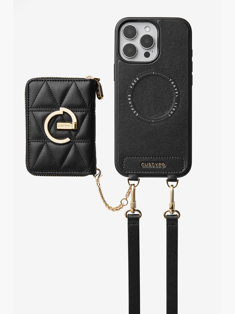 Embroidery Craft Set- Detachable Wireless Charging Crossbody Wallet Phone Case Round Pouch Set-Mobile Phone Cases-DETACHABLE WALLET & ROUND POUCH-Custype