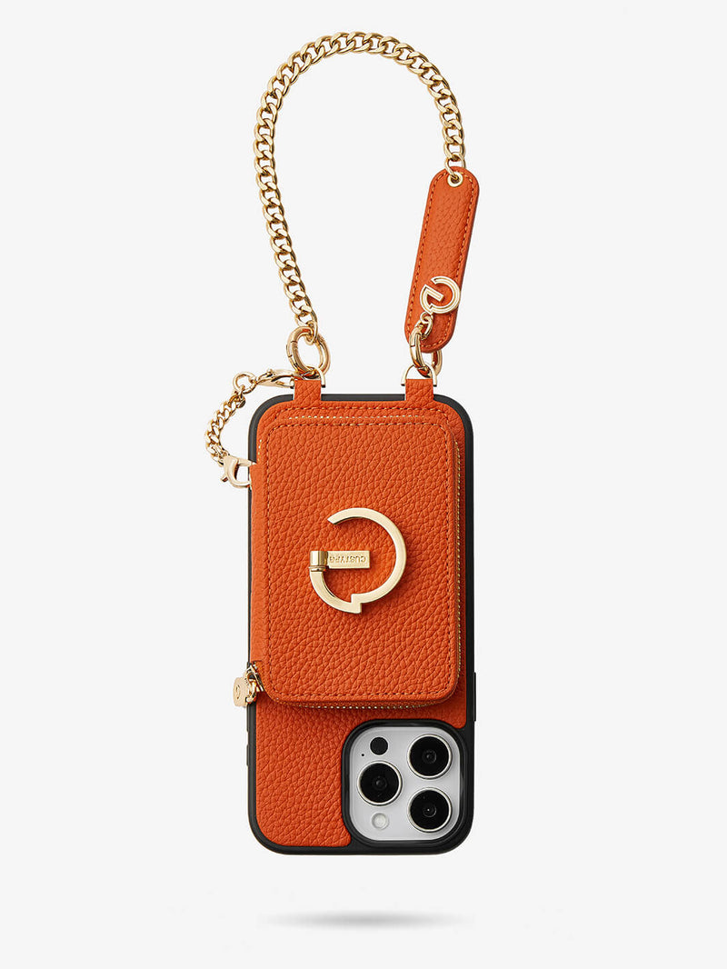 Orange magnetic wallet phone case
