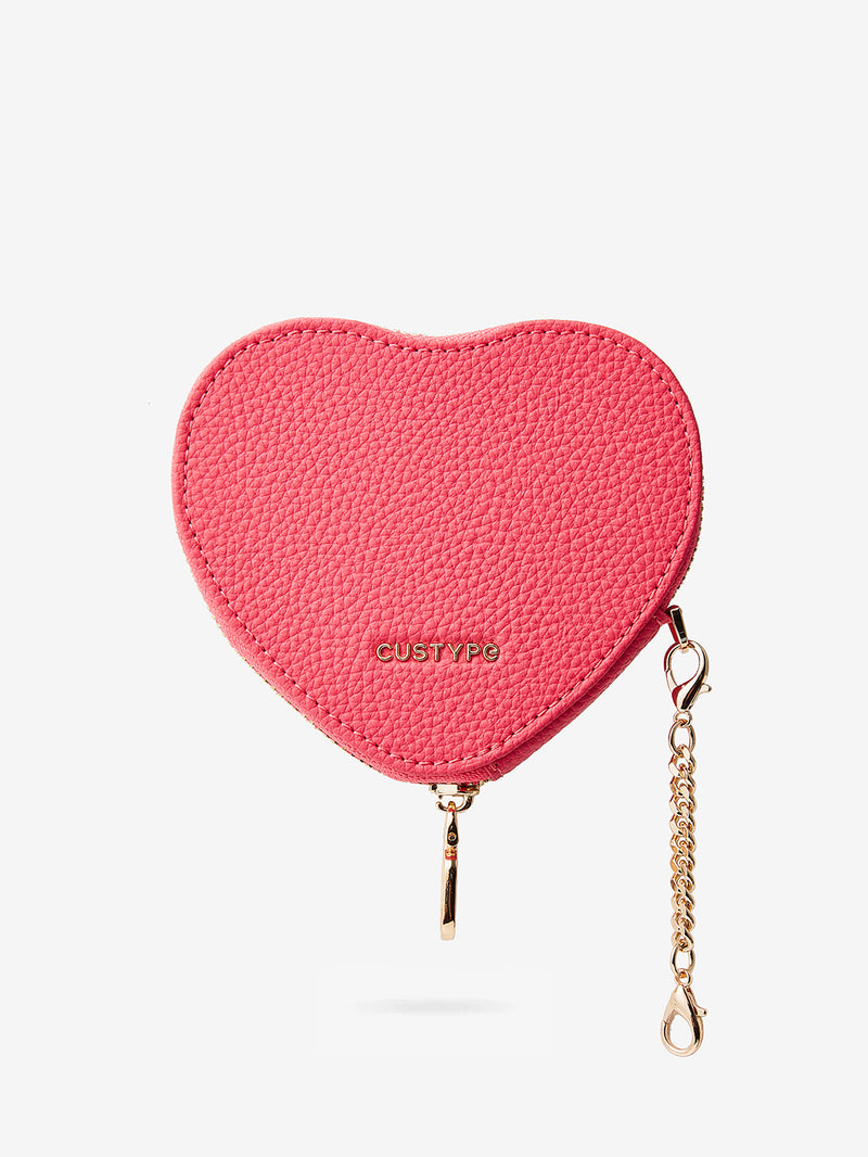 zipper heart pouch Pink coin purse

