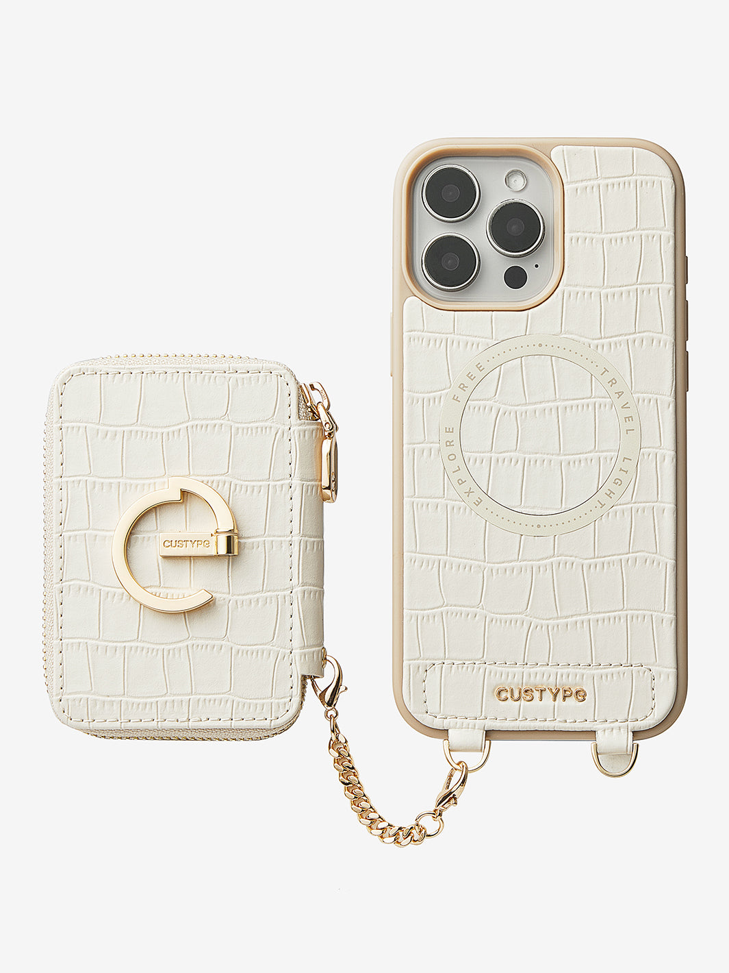 Crocodile Design Set- Detachable Wireless Charging E-stand Wallet Phone Case-Mobile Phone Cases-DETACHABLE WALLET & WIRELESS CHARGING-Custype