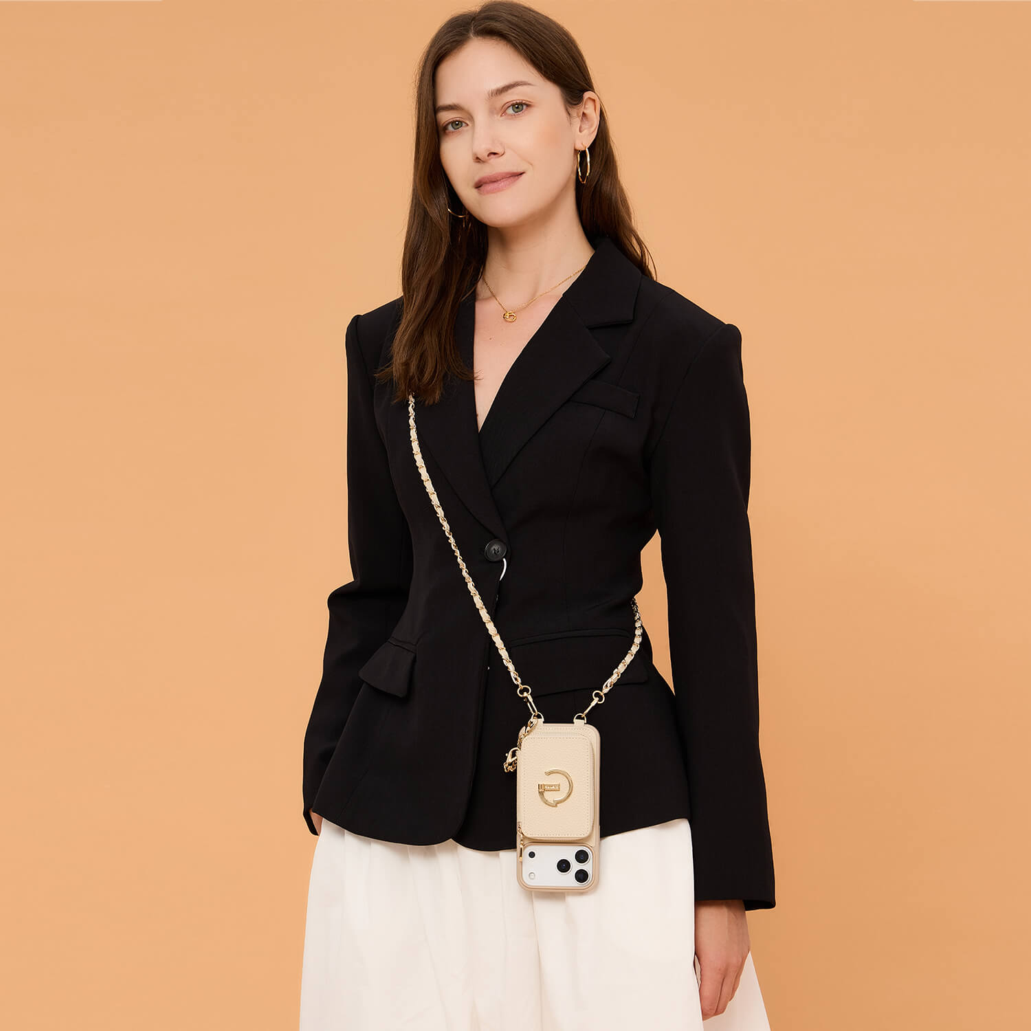 Allure Chain Series- Lanyard Magnetic Wallet Phone Case with Finger Holder-Mobile Phone Cases-DETACHABLE WALLET & WIRELESS CHARGING