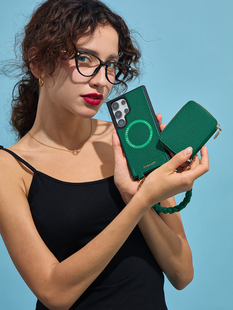 BraidTrend- Samsung Rope Style Wristlet Separable Wallet Phone Case-Mobile Phone Cases-WRISTBAND & PHONE POUCH-Black-Samsung S25 Ultra-Custype