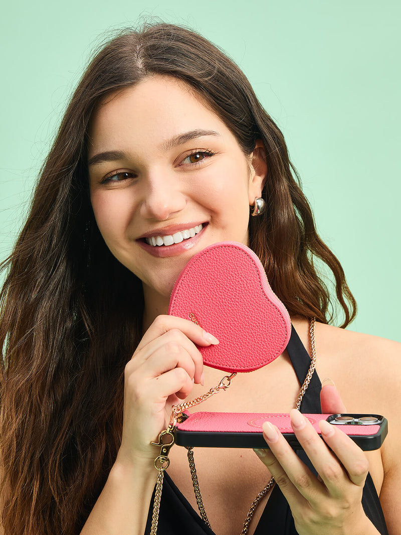 Heart Twist Chain- Crossbody Magsafe Compatible Phone Cases with Coin Purse-Mobile Phone Cases-DETACHABLE WALLET & WIRELESS CHARGING-Black-iPhone 16 Pro Max-Custype