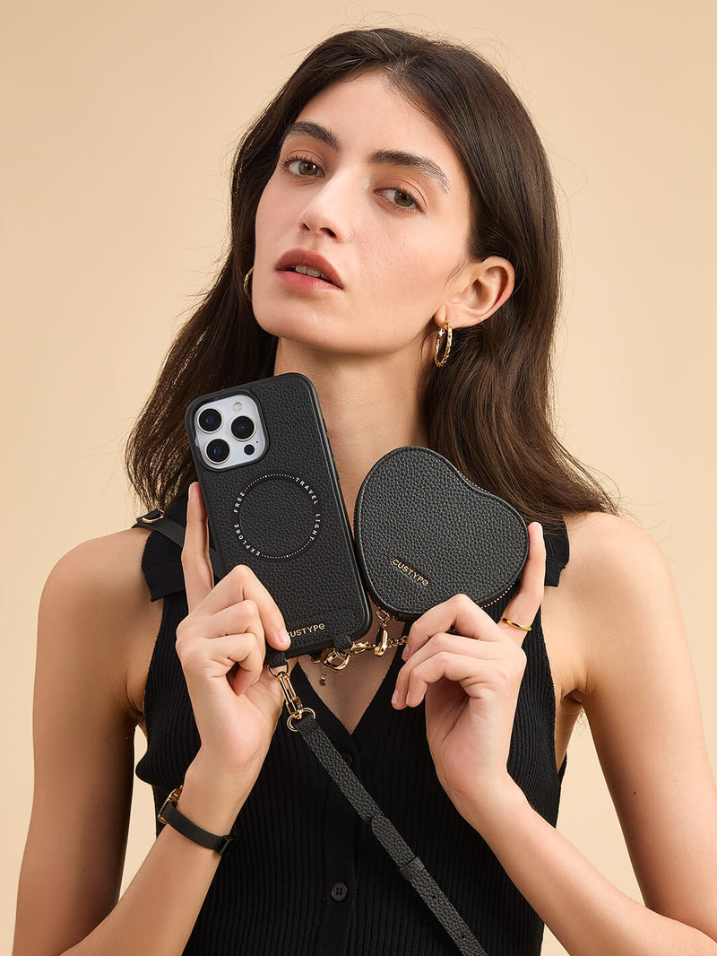 heart pouch phone cover with wrist strap
