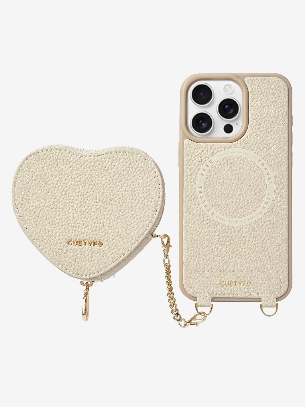 Original Design Set- Wireless Charging Phone Case With Detachable Heart Pouch-Mobile Phone Cases-Custype