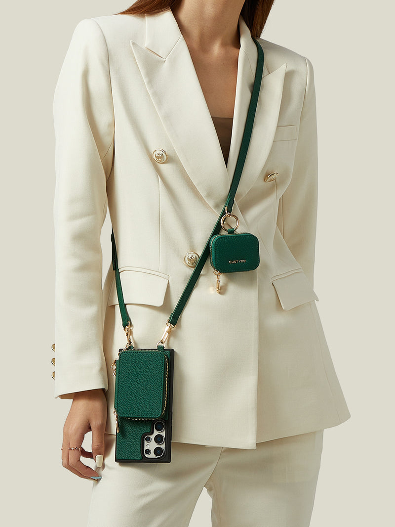 Unique Design Set- Samsung Galaxy Detachable Wireless Charging Phone Case AirPods Pouch Set-Mobile Phone Cases-DETACHABLE WALLET & PHONE POUCH-Beige-Samsung S25 Ultra-Custype