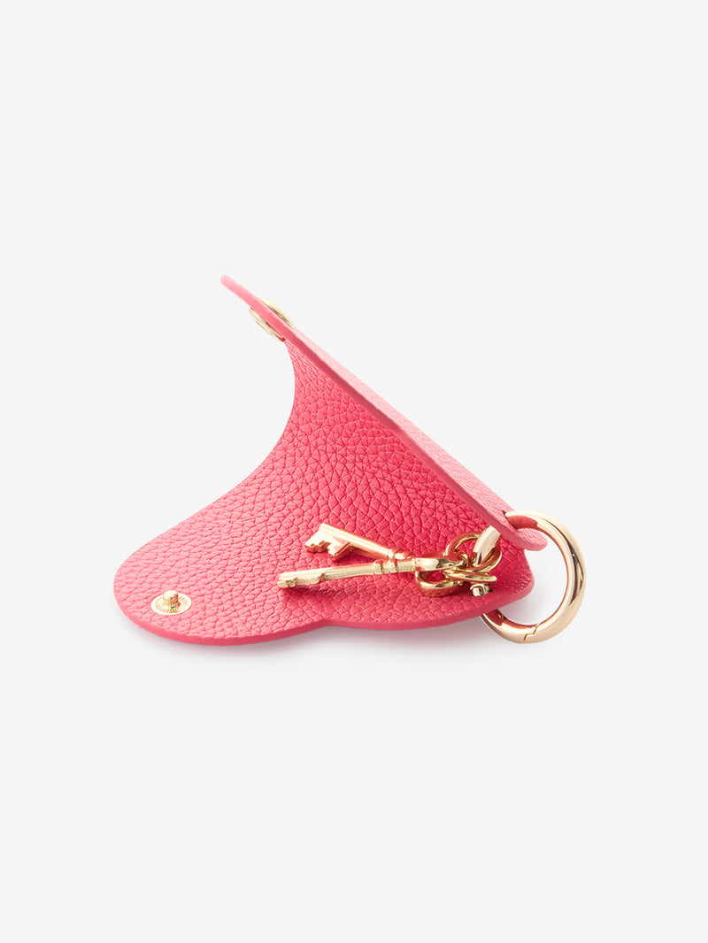 Heart Key Fob Case-Key Fob Case-Lychee Pattern Leather Mini Pouch-Peach Pink-Custype