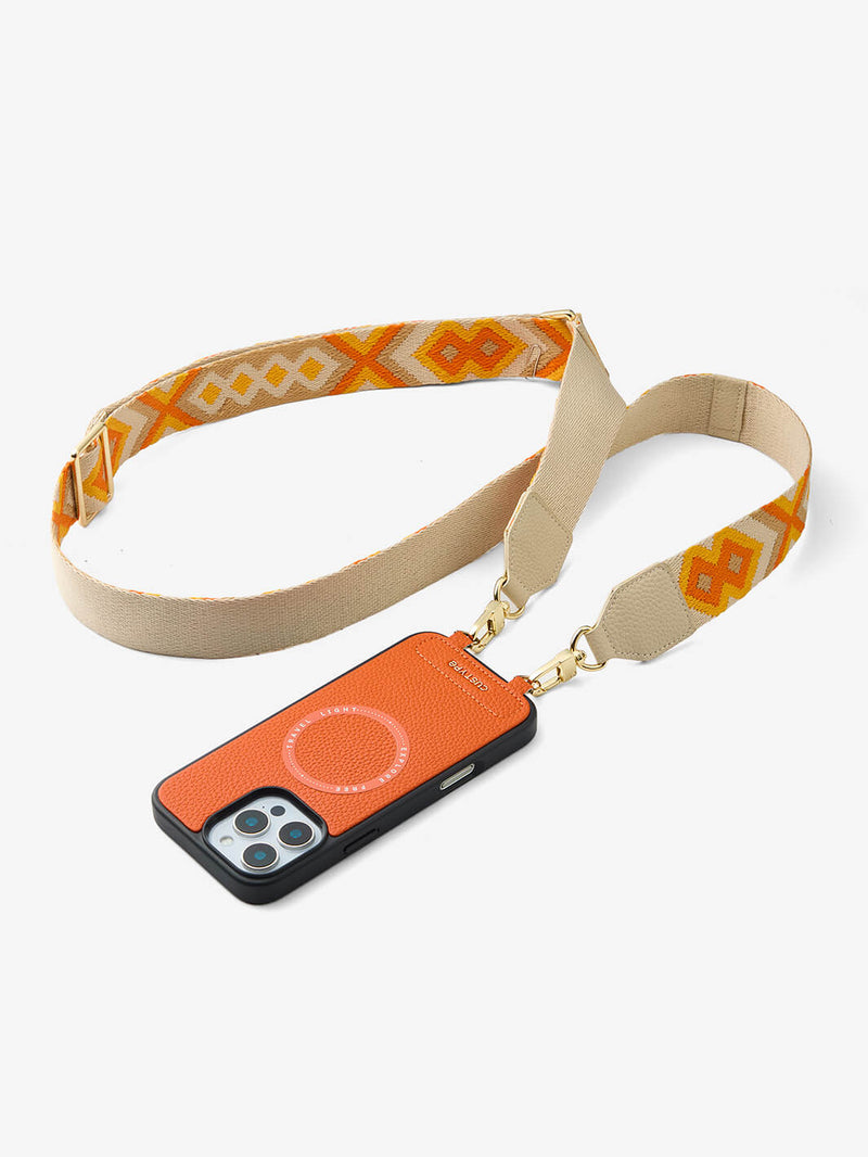 Sleek Design Kit- Webbing Crossbody Magnetic Phone Case-Mobile Phone Cases-DETACHABLE WALLET & ROUND POUCH-Peach Pink-iPhone 16 Pro Max-Custype