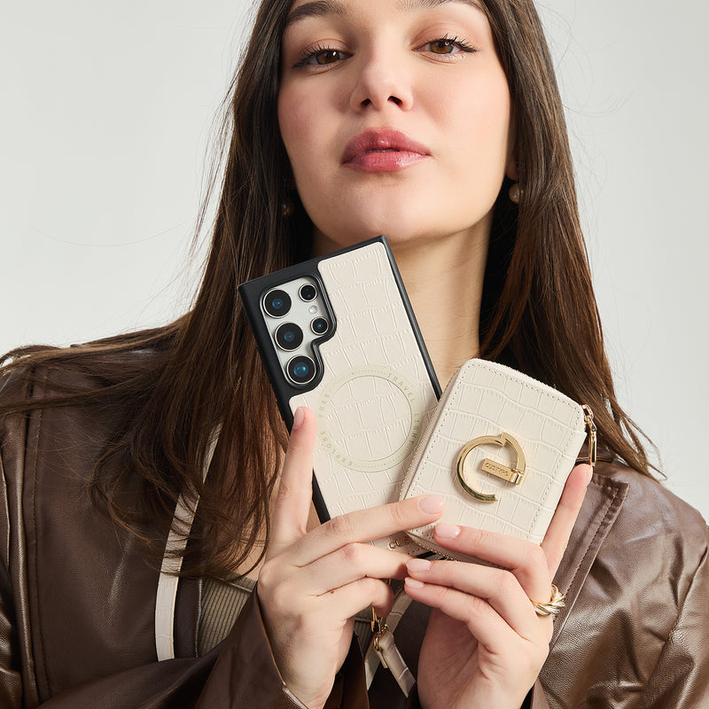 Crocodile Design Set- Samsung Galaxy Sling Grip Wallet Phone Case with Round Purse-Custype