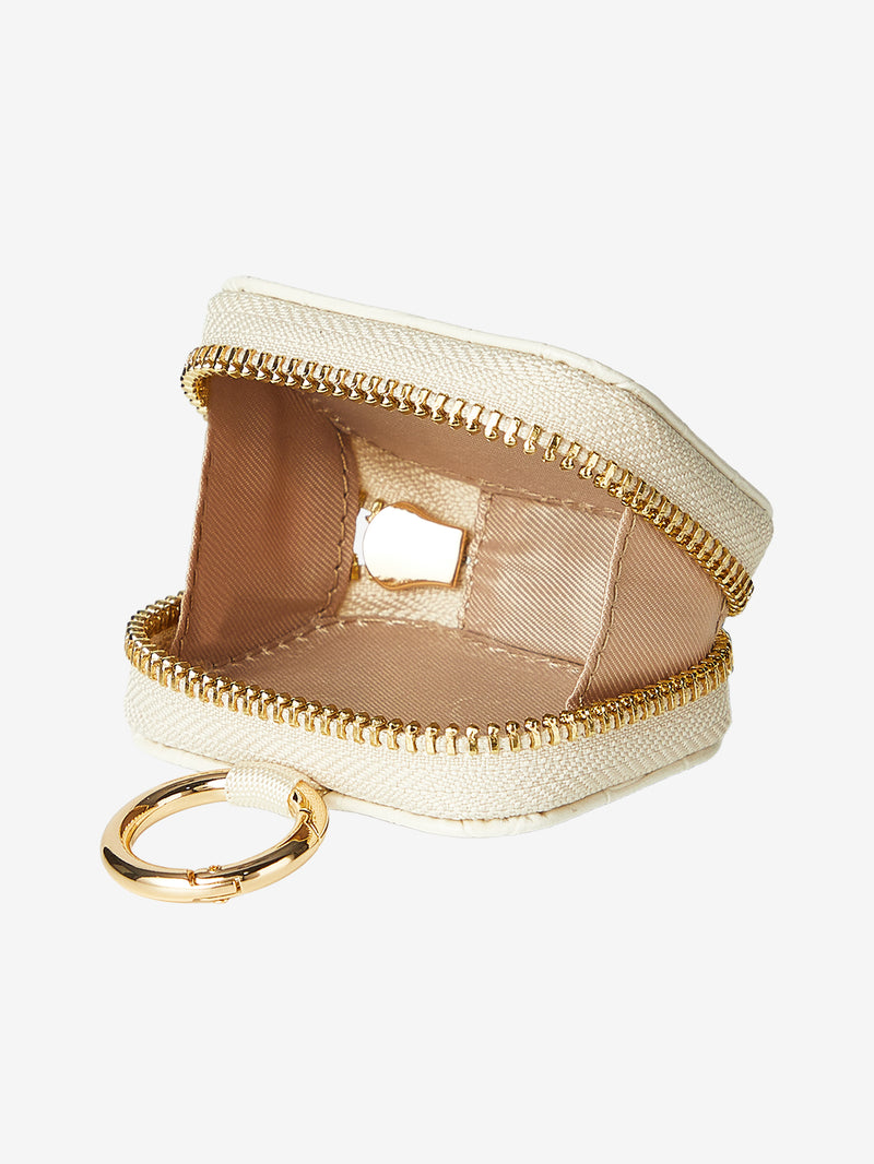 AirPods Pouch- Crocodile Zipper Airpods Case-AirPods case-Lychee Pattern Leather Mini Zip Pouch-Brown-Custype