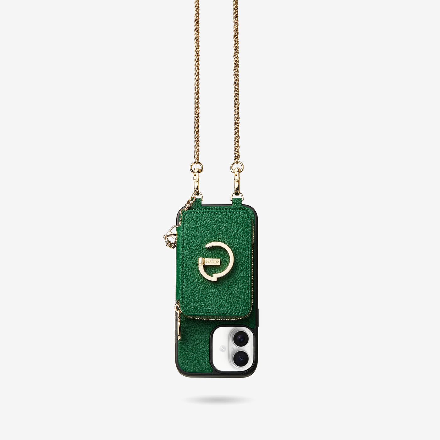 Slim Metal Chain- Magnetic Crossbody Phone Case with Card Holder-Mobile Phone Cases-DETACHABLE WALLET & PHONE POUCH-Green-iPhone 16 Plus-Custype