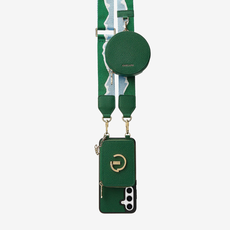 Original Design Set- Samsung Galaxy Webbing Crossbody Phone Case With Magnetic Wallet Round Pouch Set-Mobile Phone Cases-DETACHABLE WALLET & ROUND POUCH-Green-Samsung S25 Plus-Custype