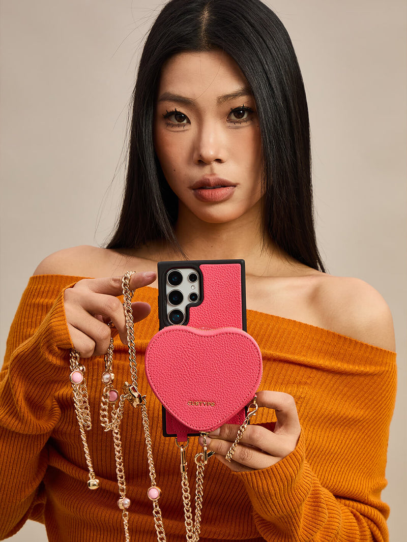 Heart Mate Kit- Samsung Galaxy Magnetic Wallet Case with Body Strap-Mobile Phone Cases-DETACHABLE WALLET & WIRELESS CHARGING-Green-Samsung S25 Ultra-Custype