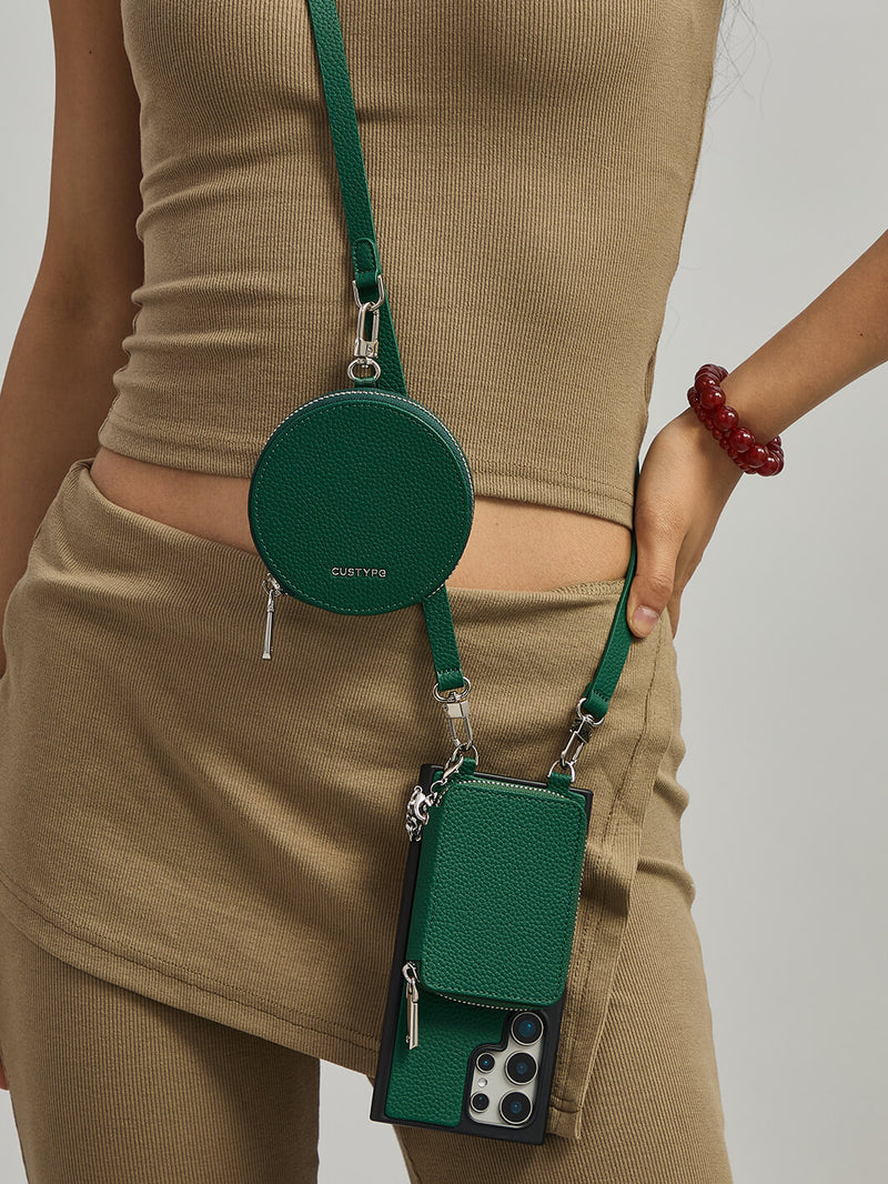 Lunar Silver Series- Samsung Galaxy Crossbody Phone Case with Card Holder & Round Pouch-Mobile Phone Cases-DETACHABLE WALLET & ROUND POUCH-Beige-Samsung S25 Ultra-Custype