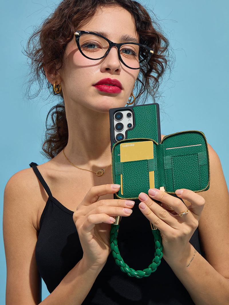 BraidTrend- Samsung Rope Style Wristlet Separable Wallet Phone Case-Mobile Phone Cases-WRISTBAND & PHONE POUCH-Black-Samsung S25 Ultra-Custype