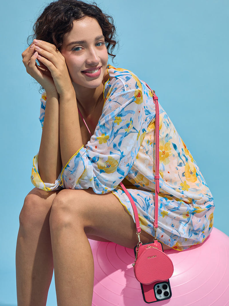 luxury iphone case zipper heart pouch Pink