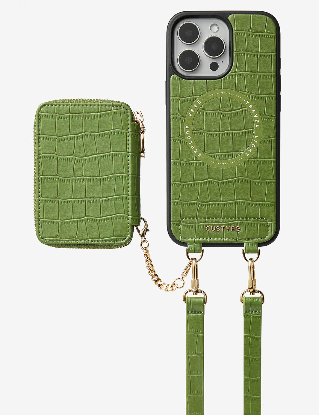 Crocodile Craft Set- Detachable Wireless Charging Crossbody Wallet Phone Case Set-Mobile Phone Cases-DETACHABLE WALLET & WIRELESS CHARGING-Custype
