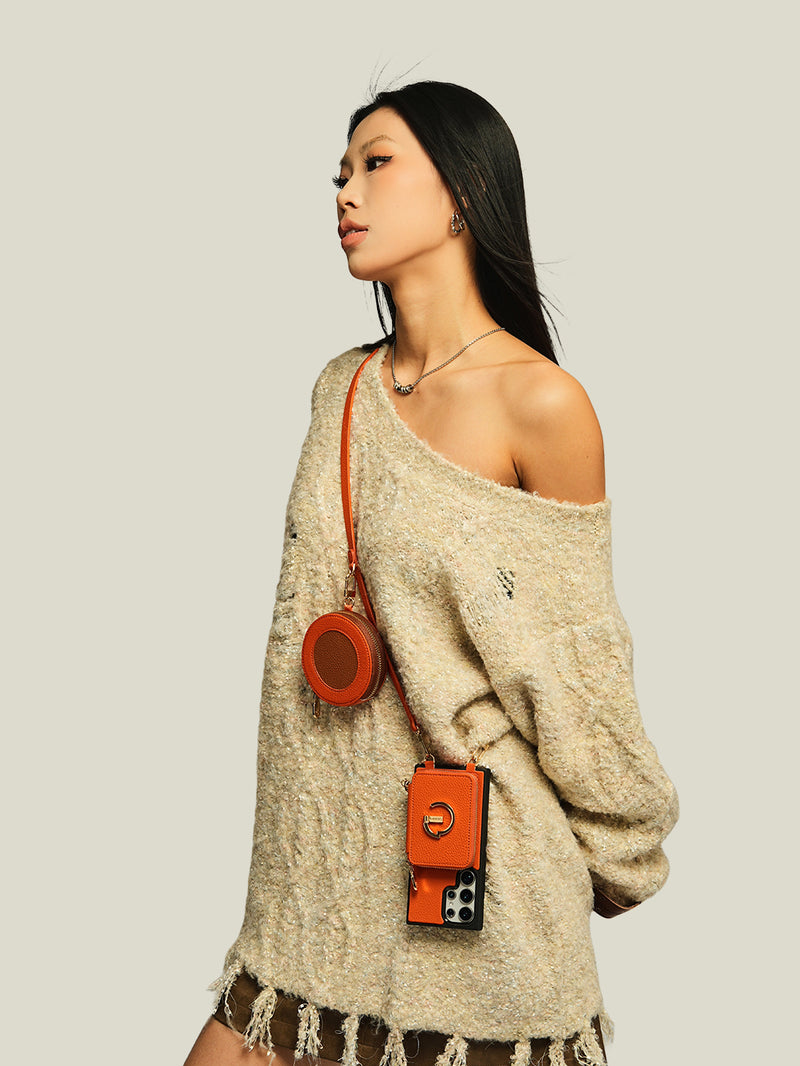 Original Design Set- Samsung Galaxy Magsafe Phone Case With Round Pouch Set-Mobile Phone Cases-DETACHABLE WALLET & ROUND POUCH-Black-Samsung S25 Ultra-Custype