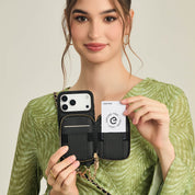 Allure Chain Series- Lanyard Magnetic Wallet Phone Case with Finger Holder