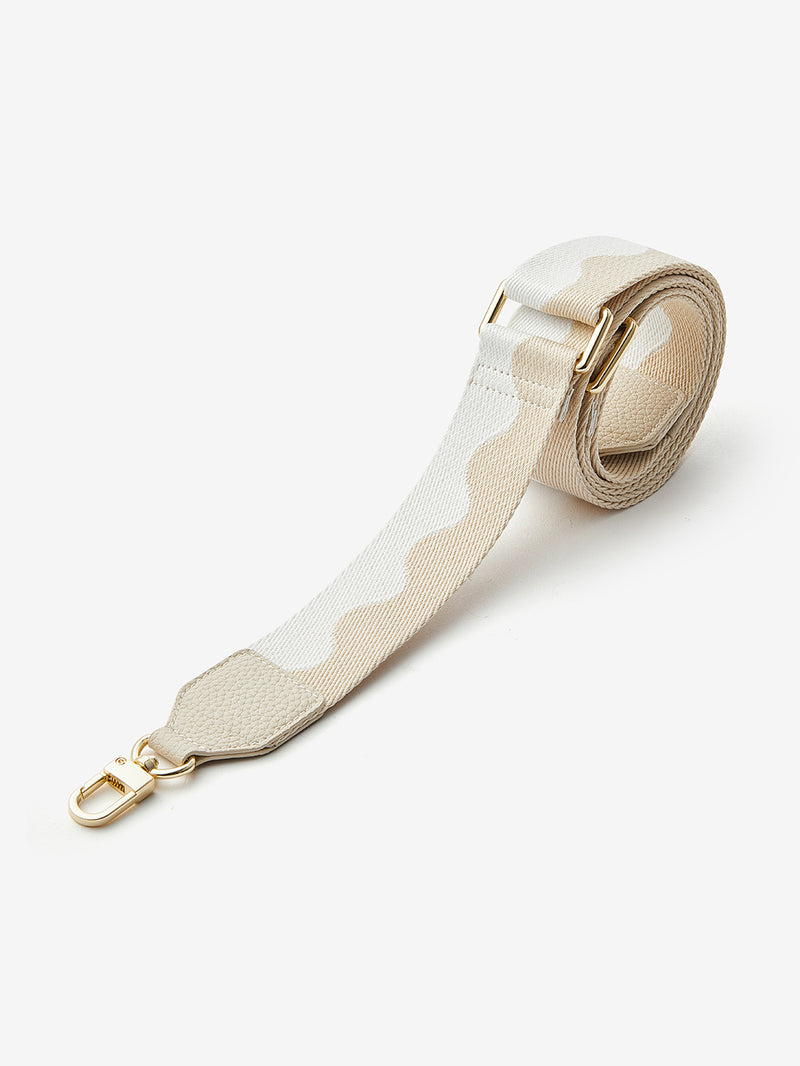 Unique Design Set- Bicolor Webbing Wireless Charging Crossbody Phone Case Round Pouch Set-Mobile Phone Cases-DETACHABLE WALLET & ROUND POUCH-Beige-iPhone 16 Pro Max-Custype