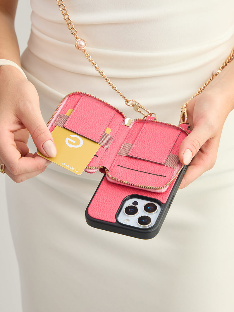 Candy Chain Kit- Magnetic Separable Wallet iPhone Case with Pearl Chain & Grip-Mobile Phone Cases-DETACHABLE WALLET & PHONE POUCH-Custype