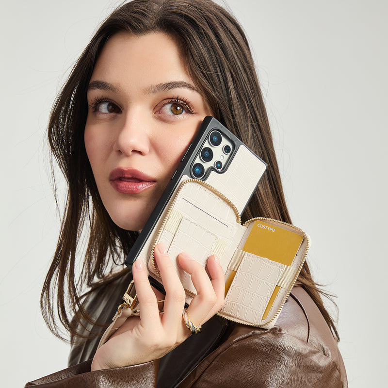 Crocodile Design Set- Samsung Galaxy Sling Grip Wallet Phone Case with Round Purse-Custype