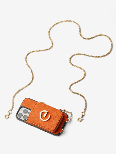 Slim Metal Chain- Magnetic Crossbody Phone Case with Card Holder-Mobile Phone Cases-DETACHABLE WALLET & PHONE POUCH-Peach Pink-iPhone 16 Pro Max-Custype