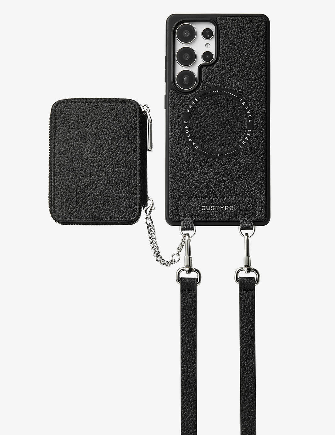 Lunar Silver Series- Samsung Galaxy Premium Crossbody Detachable Wallet Phone Case-Mobile Phone Cases-DETACHABLE WALLET & PHONE POUCH-Beige-Samsung S25 Ultra-Custype