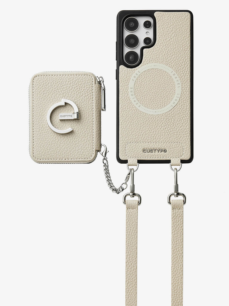 Silver Edge Kit- Samsung Galaxy Magnetic Wallet Phone Case with Neck Strap & Grip-Mobile Phone Cases-DETACHABLE WALLET & PHONE POUCH-Green-Samsung S25 Ultra-Custype