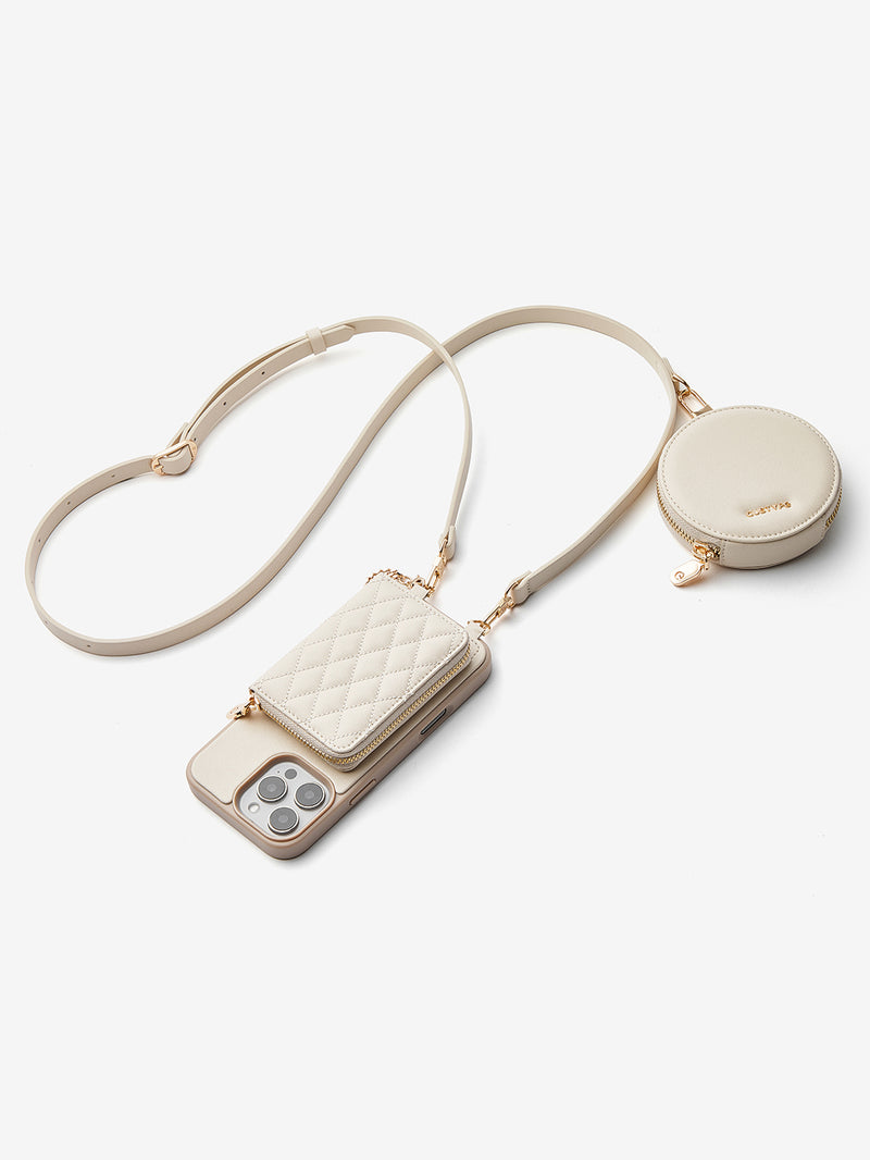 Embroidery Craft Set- Detachable Wireless Charging Crossbody Wallet Phone Case Round Pouch Set-Mobile Phone Cases-DETACHABLE WALLET & ROUND POUCH-Custype