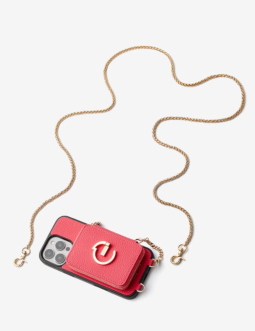 Slim Metal Chain- Magnetic Crossbody Phone Case with Card Holder-Mobile Phone Cases-DETACHABLE WALLET & PHONE POUCH-Peach Pink-iPhone 16 Pro Max-Custype