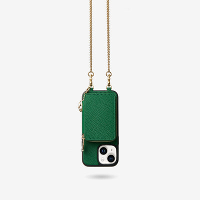 Trendy Chain Series- Magsafe Compatible Wallet Case with Strap for iPhone-Mobile Phone Cases-DETACHABLE WALLET & PHONE POUCH-Green-iPhone 15 Plus-Custype