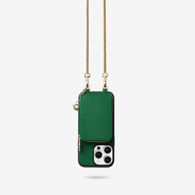 Slim Metal Chain- Removable Magnetic Phone Purse Case with Shoulder Strap-Mobile Phone Cases-DETACHABLE WALLET & PHONE POUCH-Green-iPhone 16 Pro Max-Custype