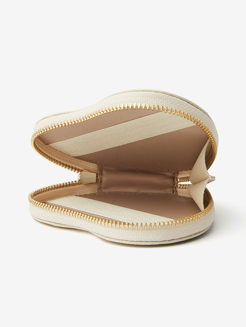 zipper heart pouch Beige