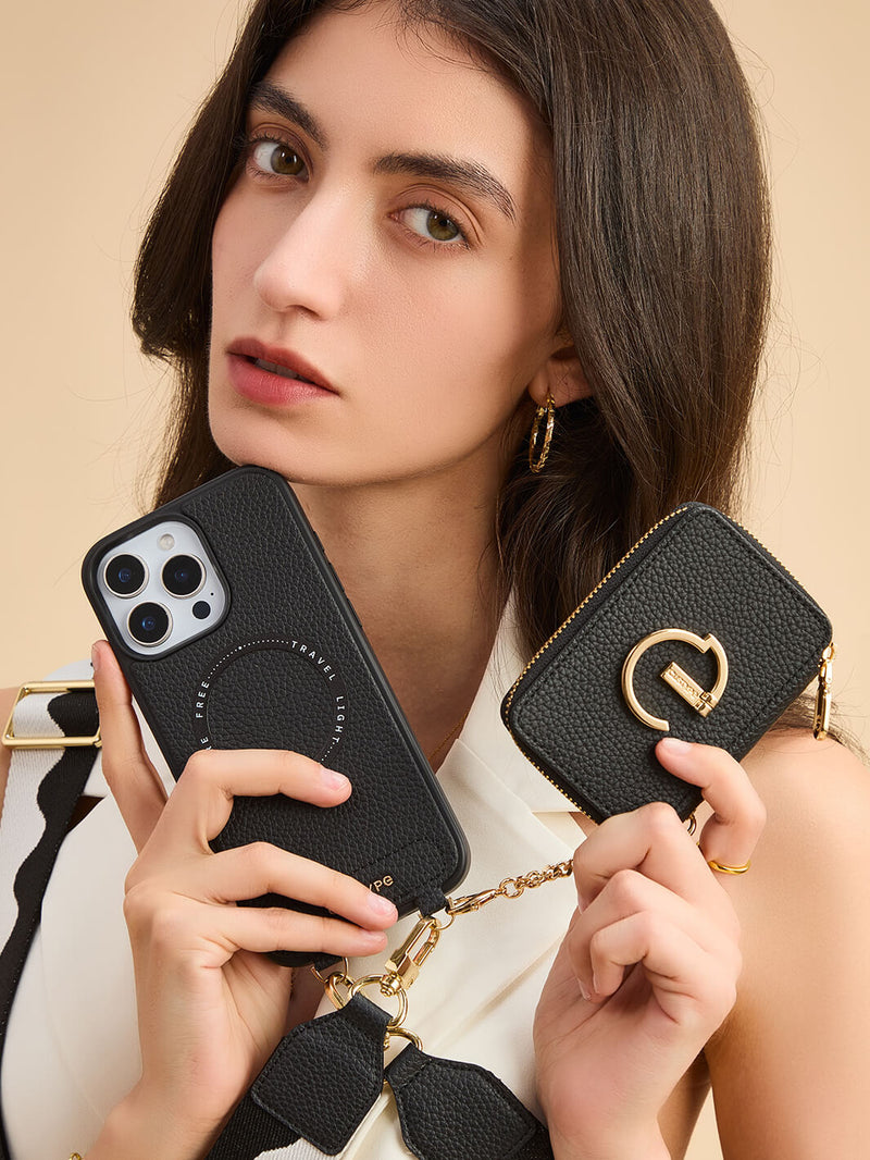 Original Design Set- Bicolor Webbing Crossbody Phone Case With Round Pouch Set-Mobile Phone Cases-DETACHABLE WALLET & ROUND POUCH-Custype