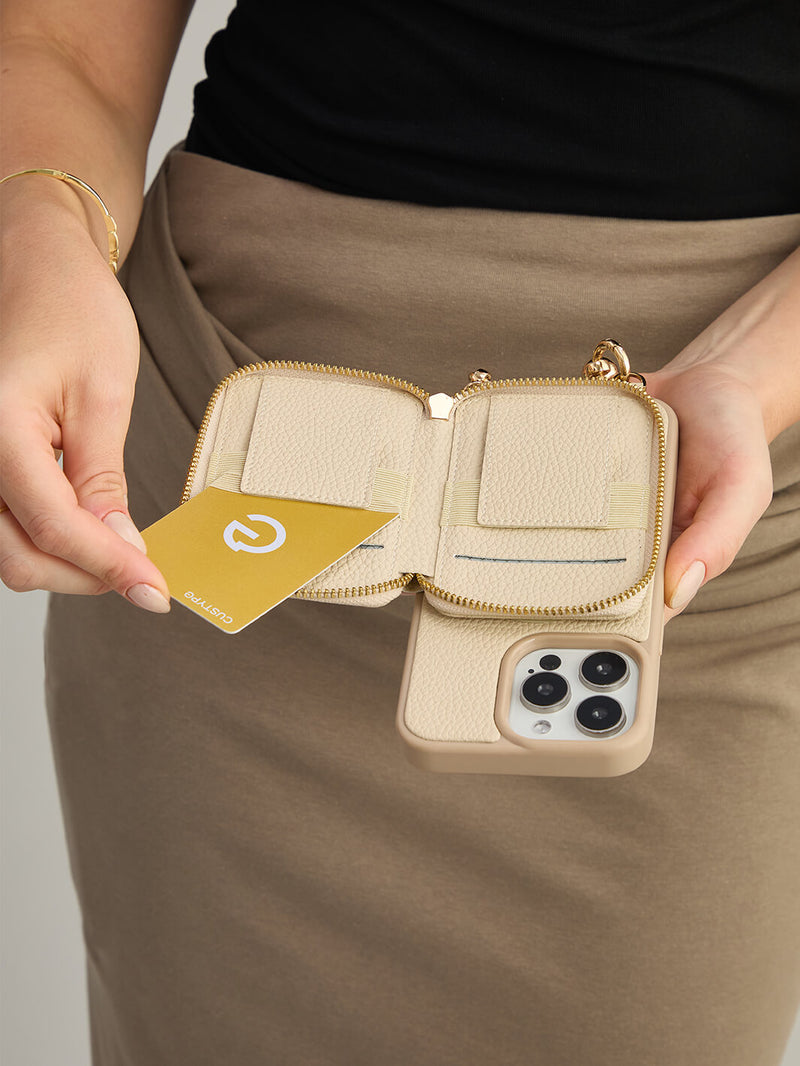 Beige apple wallet case
